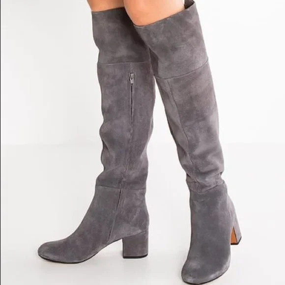 Clarks Shoes Clarks Barley Ray Grey Lather Suede Over Knee